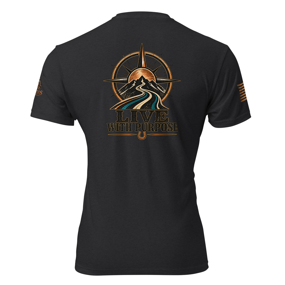 Camiseta negra RIENDAS ED.001 LIVE WITH PURPOSE — vista trasera