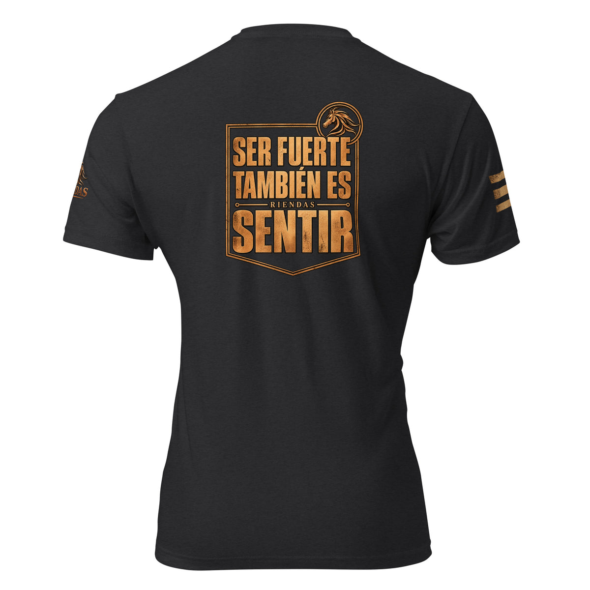 Camiseta Black de hombre RIENDAS ED.004 SER FUERTE TAMBIÉN ES SENTIR — vista trasera