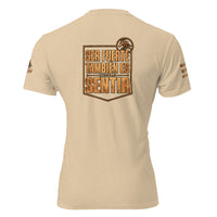 Camiseta Heather Tan de hombre RIENDAS ED.004 SER FUERTE TAMBIÉN ES SENTIR — vista trasera