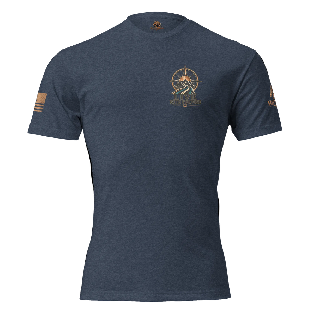 Camiseta Midnight Navy RIENDAS ED.001 LIVE WITH PURPOSE — vista frontal