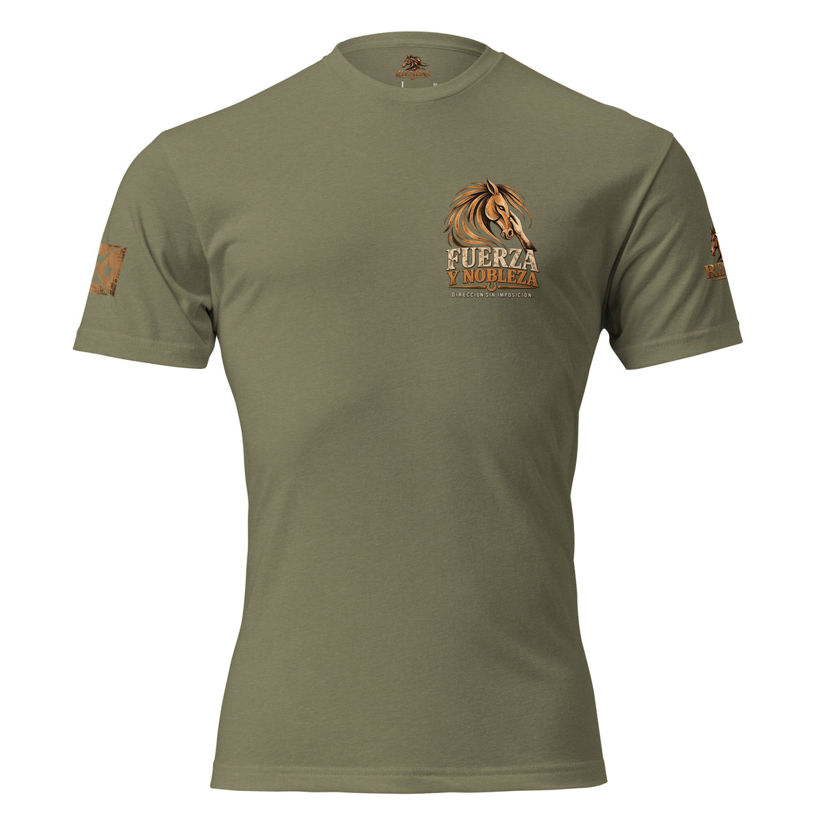 Camiseta RIENDAS ED.002 FUERZA Y NOBLEZA para hombre en Military Green — vista frontal