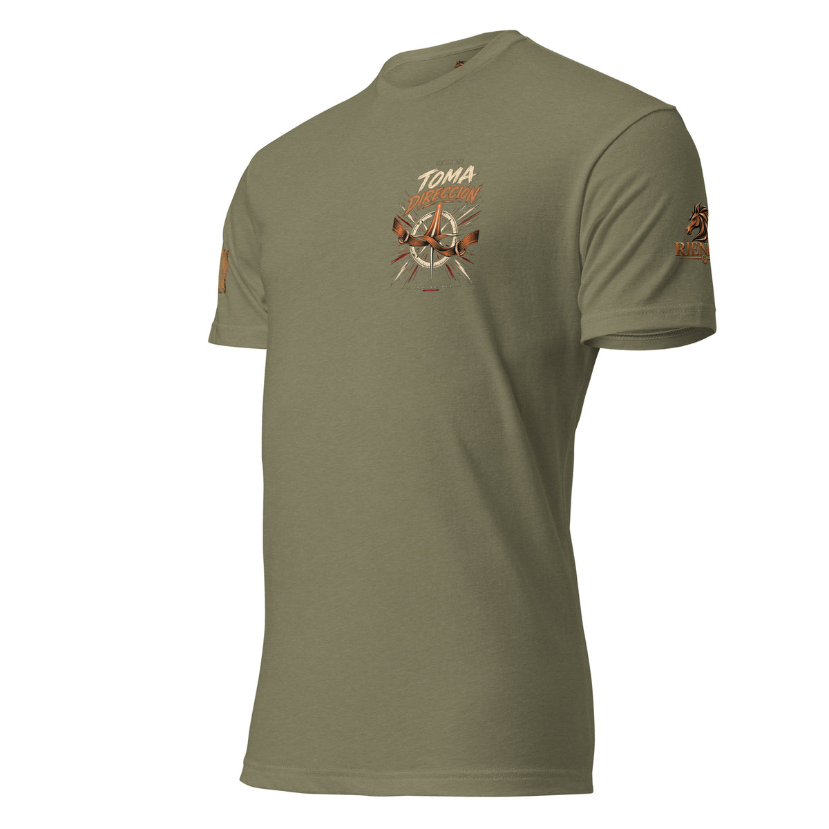 Camiseta RIENDAS ED.003 TOMA DIRECCIÓN para hombre en Military Green — vista frontal izquierda