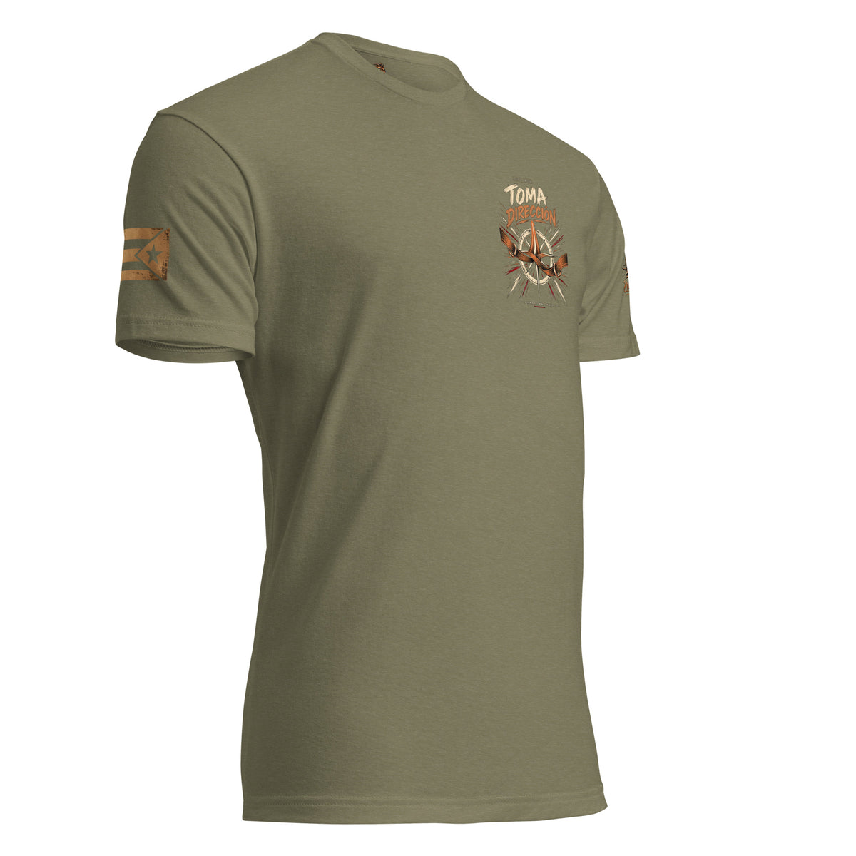 Camiseta RIENDAS ED.003 TOMA DIRECCIÓN para hombre en Military Green — vista frontal derecha