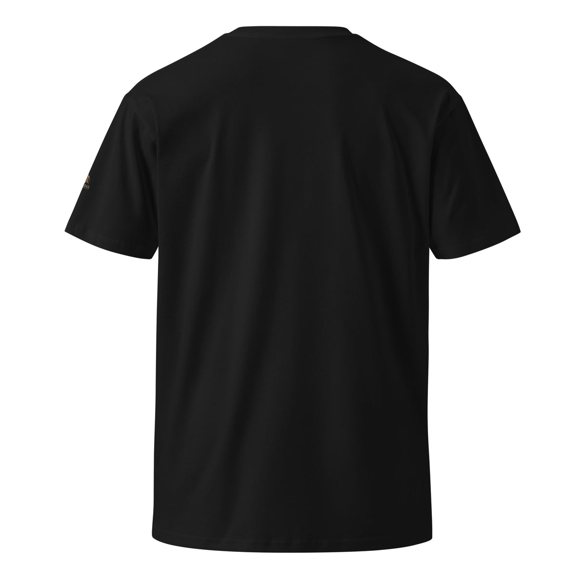 Camiseta RIENDAS negra de hombre. Vista posterior sin estampado.