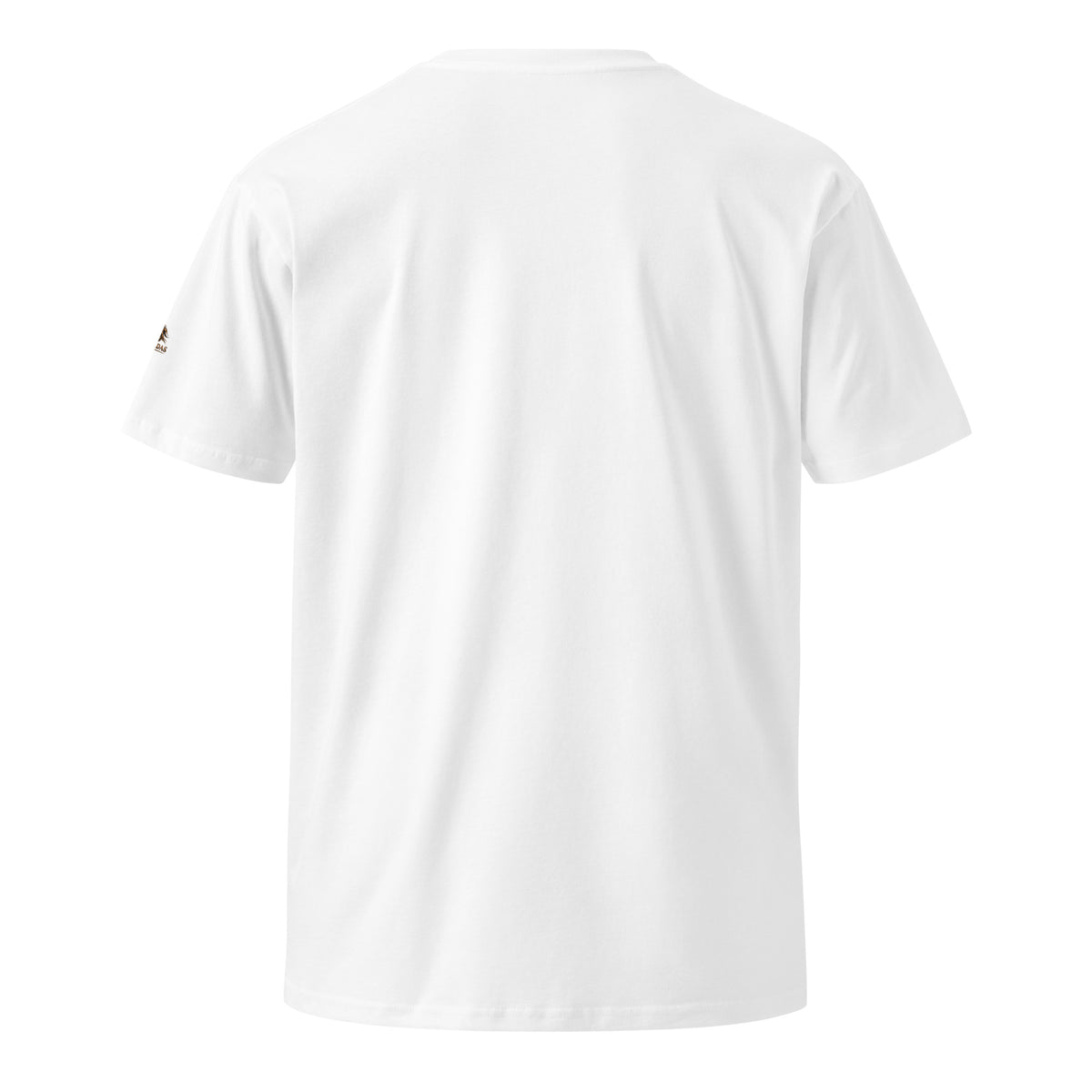 Vista posterior de la camiseta blanca RIENDAS Psicología para hombre, sin estampado en esta vista.