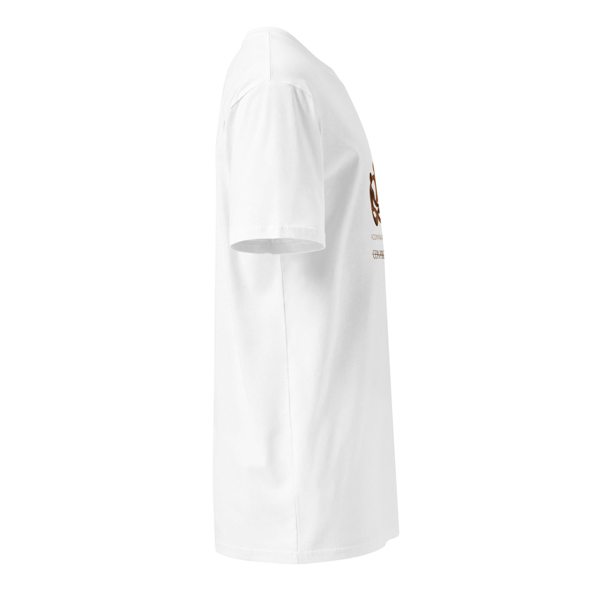 Camiseta RIENDAS blanca de hombre. Vista derecha sin estampado en la manga.