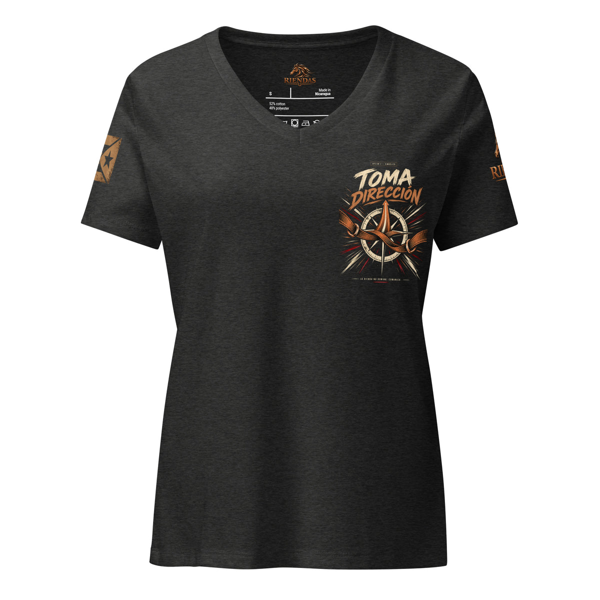 Camiseta Dark Grey Heather de mujer RIENDAS ED.005 TOMA DIRECCIÓN — vista frontal