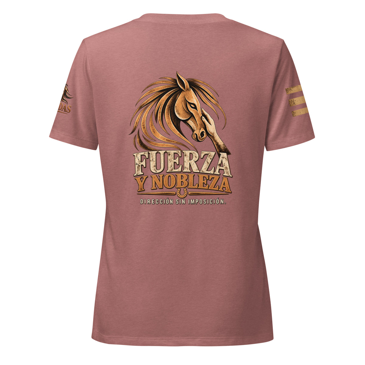 Camiseta RIENDAS ED.002 FUERZA Y NOBLEZA para mujer en Heather Mauve — vista trasera alternativa