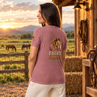 Camiseta RIENDAS ED.002 FUERZA Y NOBLEZA para mujer en Heather Mauve — vista trasera