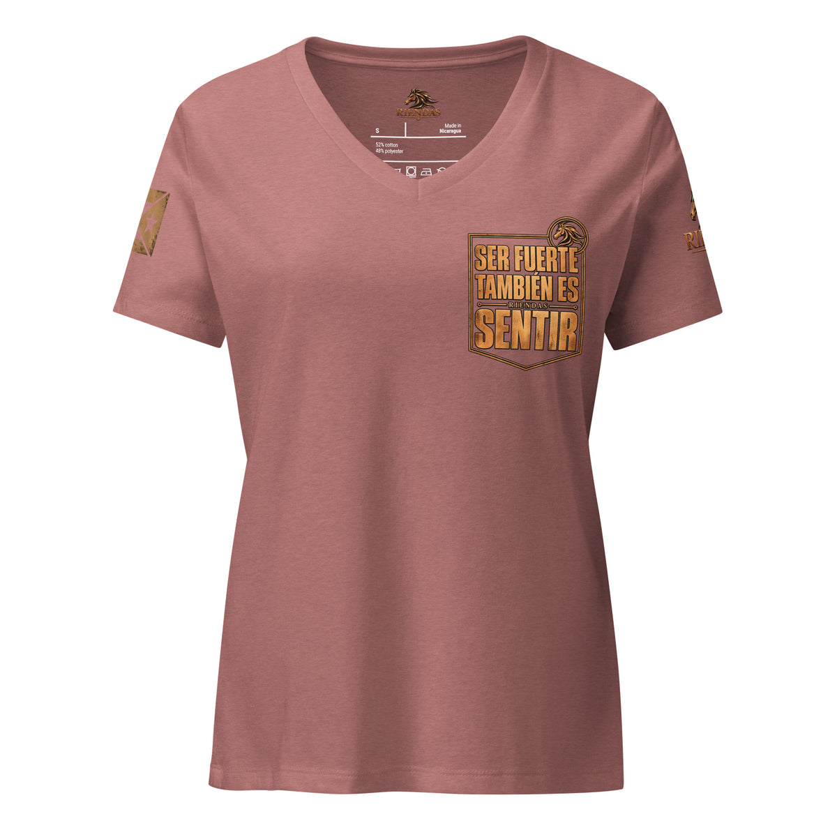 Camiseta Heather Mauve de mujer RIENDAS ED.004 SER FUERTE TAMBIÉN ES SENTIR — vista frontal