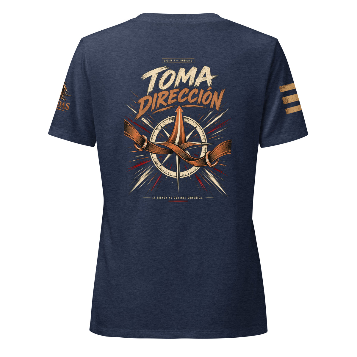 Camiseta Heather Navy de mujer RIENDAS ED.005 TOMA DIRECCIÓN — vista trasera