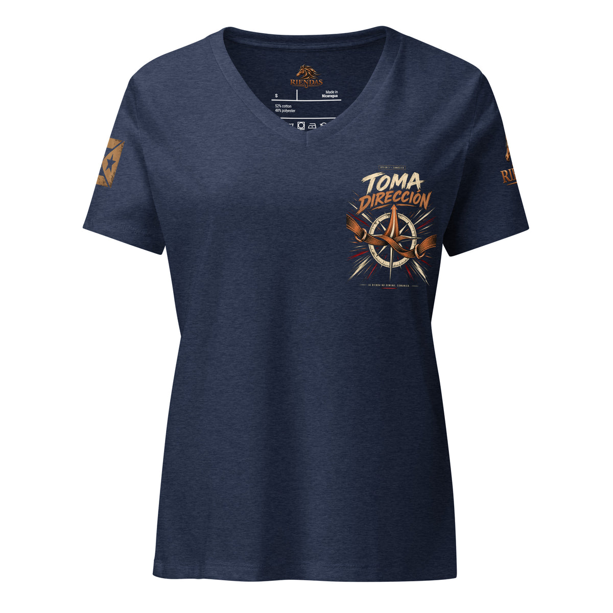 Camiseta Heather Navy de mujer RIENDAS ED.005 TOMA DIRECCIÓN — vista frontal