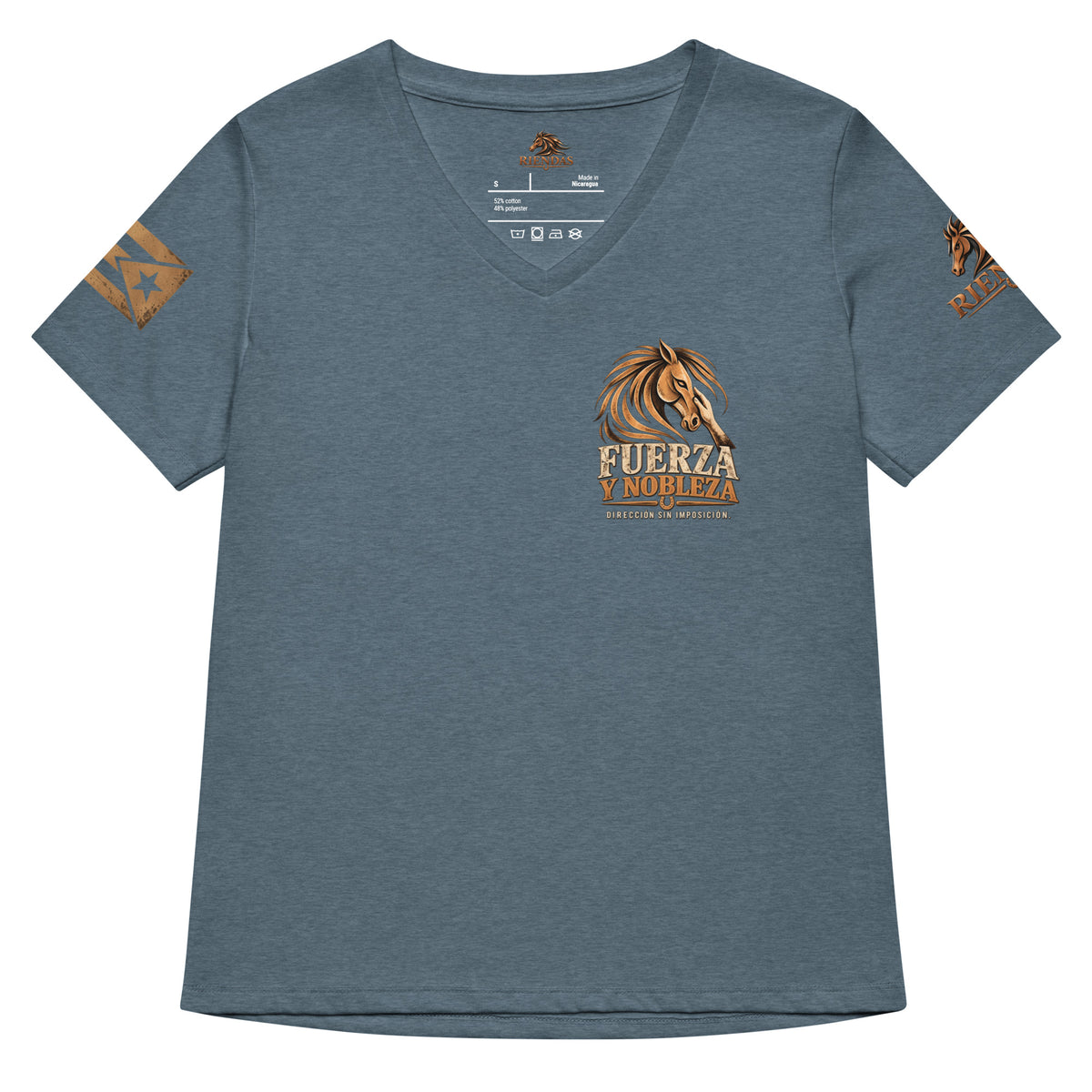 Camiseta RIENDAS ED.002 FUERZA Y NOBLEZA para mujer en Heather Slate, vista frontal extendida