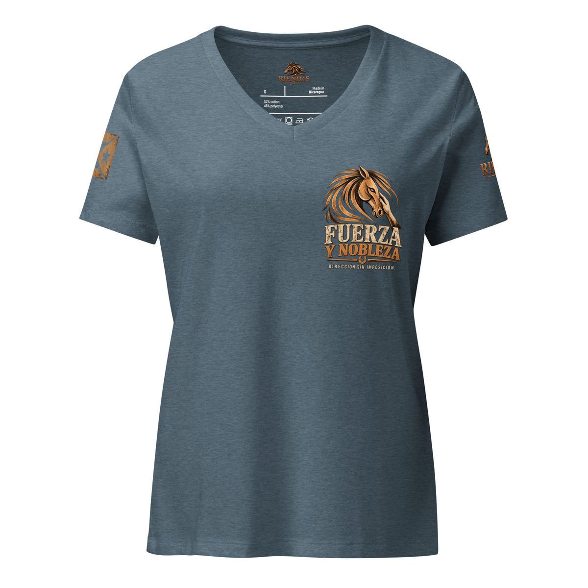 Camiseta RIENDAS ED.002 FUERZA Y NOBLEZA para mujer en Heather Slate, vista frontal