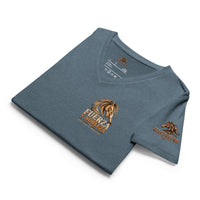 Camiseta RIENDAS ED.002 FUERZA Y NOBLEZA para mujer en Heather Slate, prenda doblada, vista frontal