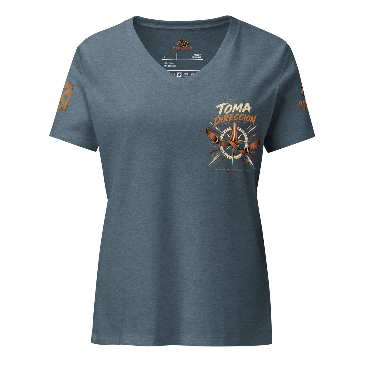 Camiseta Heather Slate de mujer RIENDAS ED.005 TOMA DIRECCIÓN — vista frontal