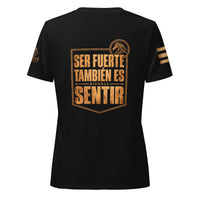 Camiseta Solid Black Blend de mujer RIENDAS ED.004 SER FUERTE TAMBIÉN ES SENTIR — vista trasera
