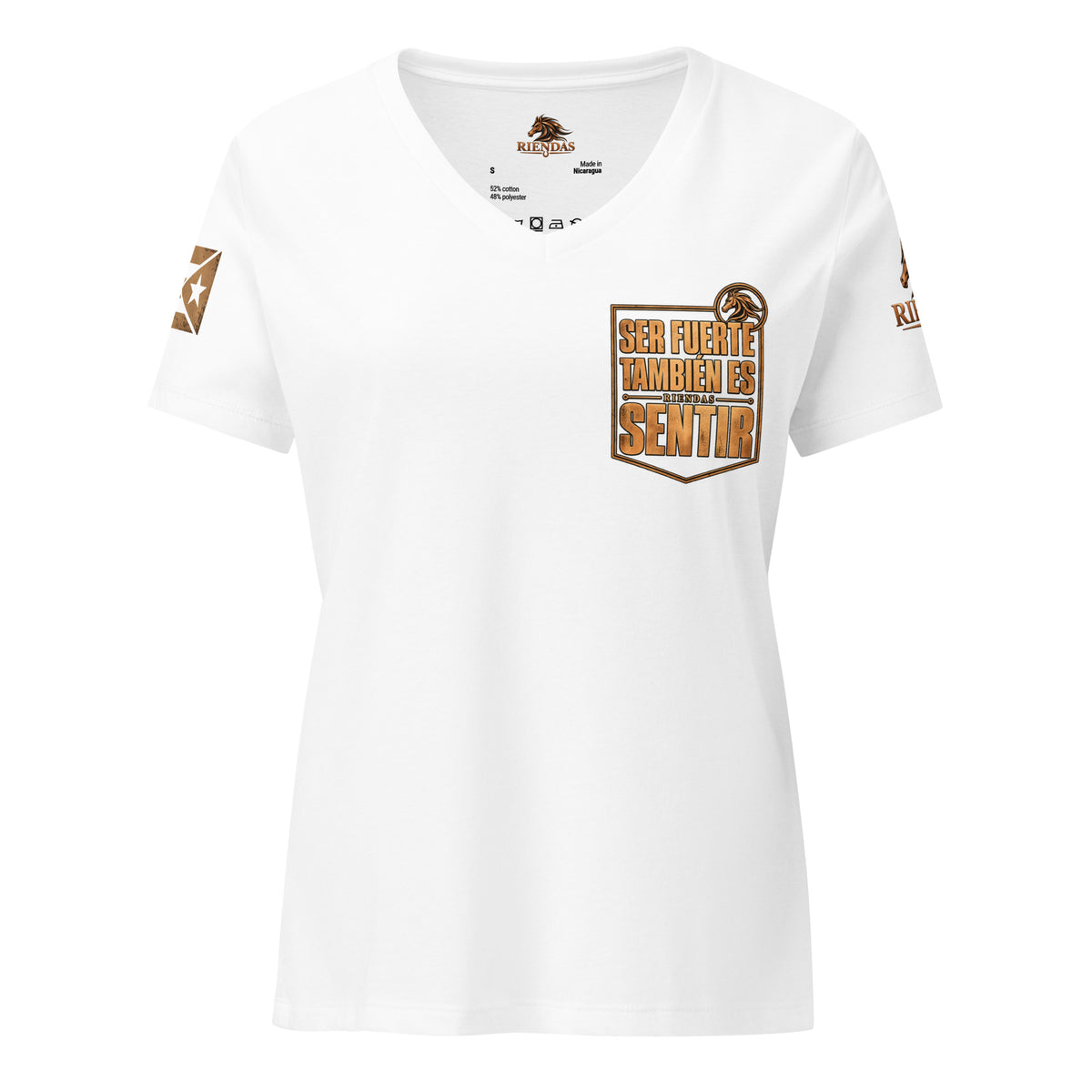 Camiseta Solid White Blend de mujer RIENDAS ED.004 SER FUERTE TAMBIÉN ES SENTIR — vista frontal